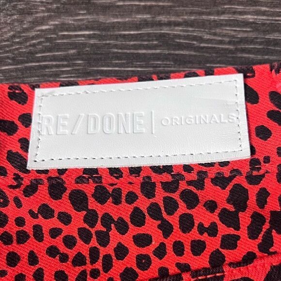 RE/DONE HR Ankle Crop Jeans, Spotted Animal Cheetah in Flame, Size 26. NWT! - Picture 7 of 16